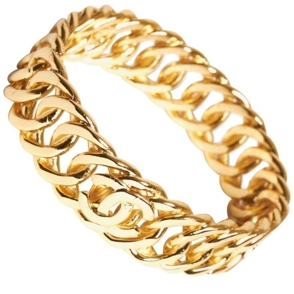 CHANEL 3P CoCo Mark Chain Bangle Gold Plated Bracelet - Picture 9 of 10